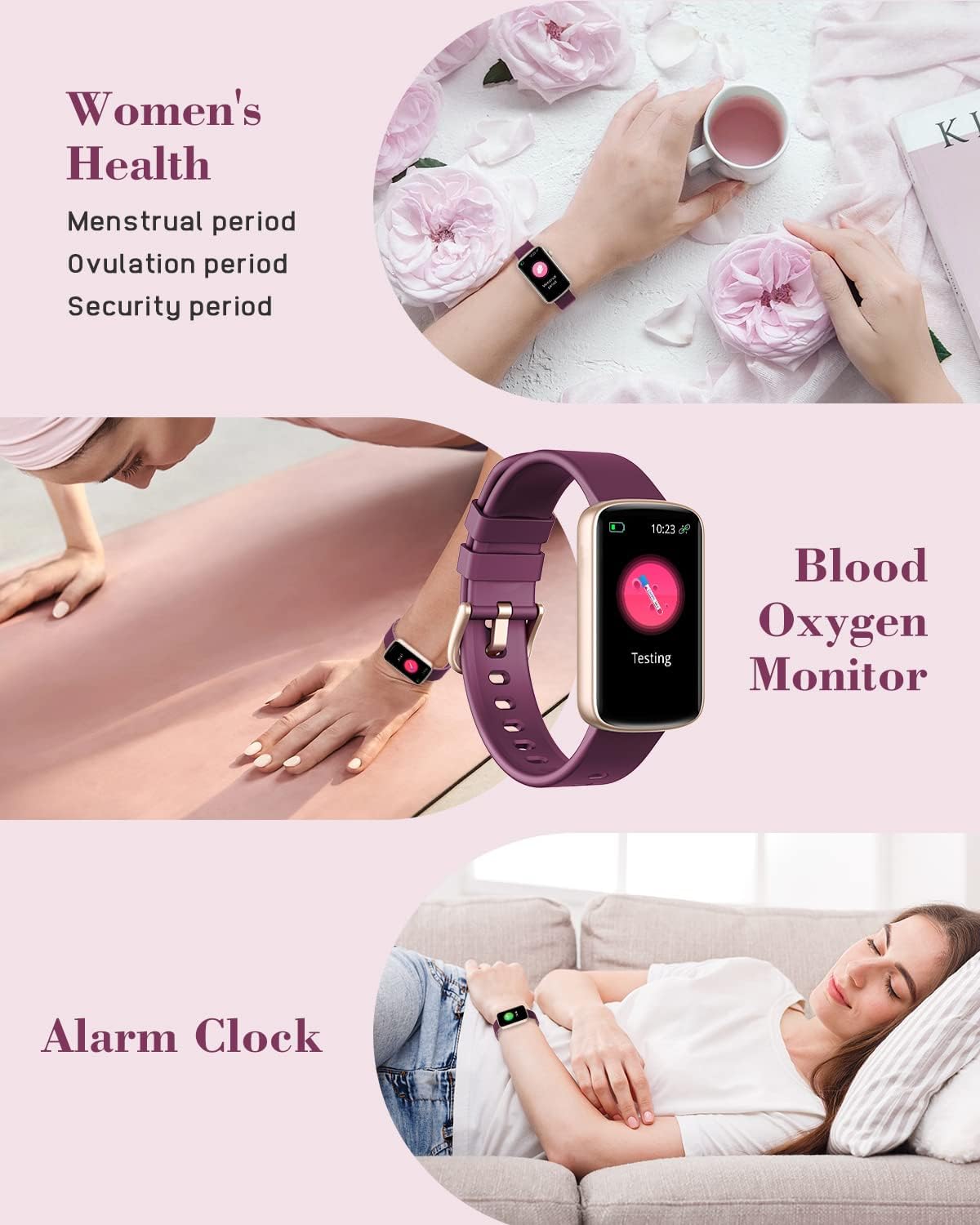 Smart Watches for Women, LYNN2 Fitness Tracker Watch Compatible with iPhone Android, Heart Rate Monitor, Waterproof
