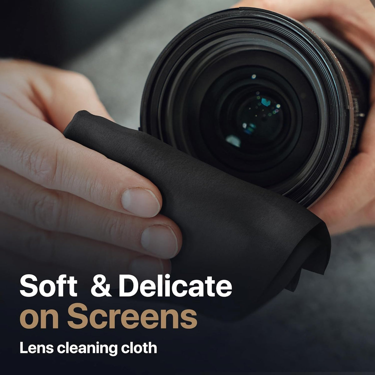 Kuzy 3 Pack Premium Microfiber Cleaning Cloth - Large Reusable Cloth for Glasses, Screens, MacBook Laptops, TVs, and Electronics - Scratch-Free, Lint-Free Cleaner, 3 Pack - Black