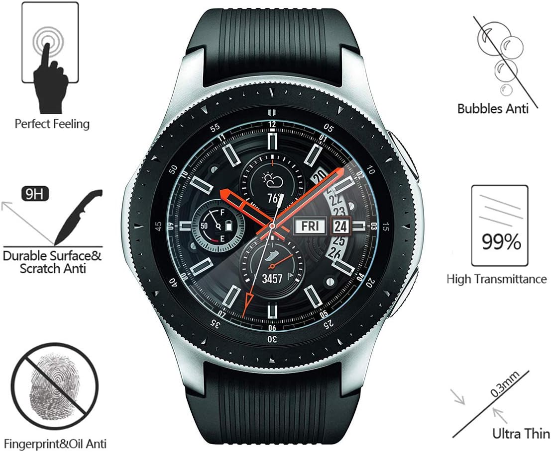 AKWOX Tempered Glass Screen Protector (4 Pack) for Samsung Galaxy Watch 4 Classic 46mm