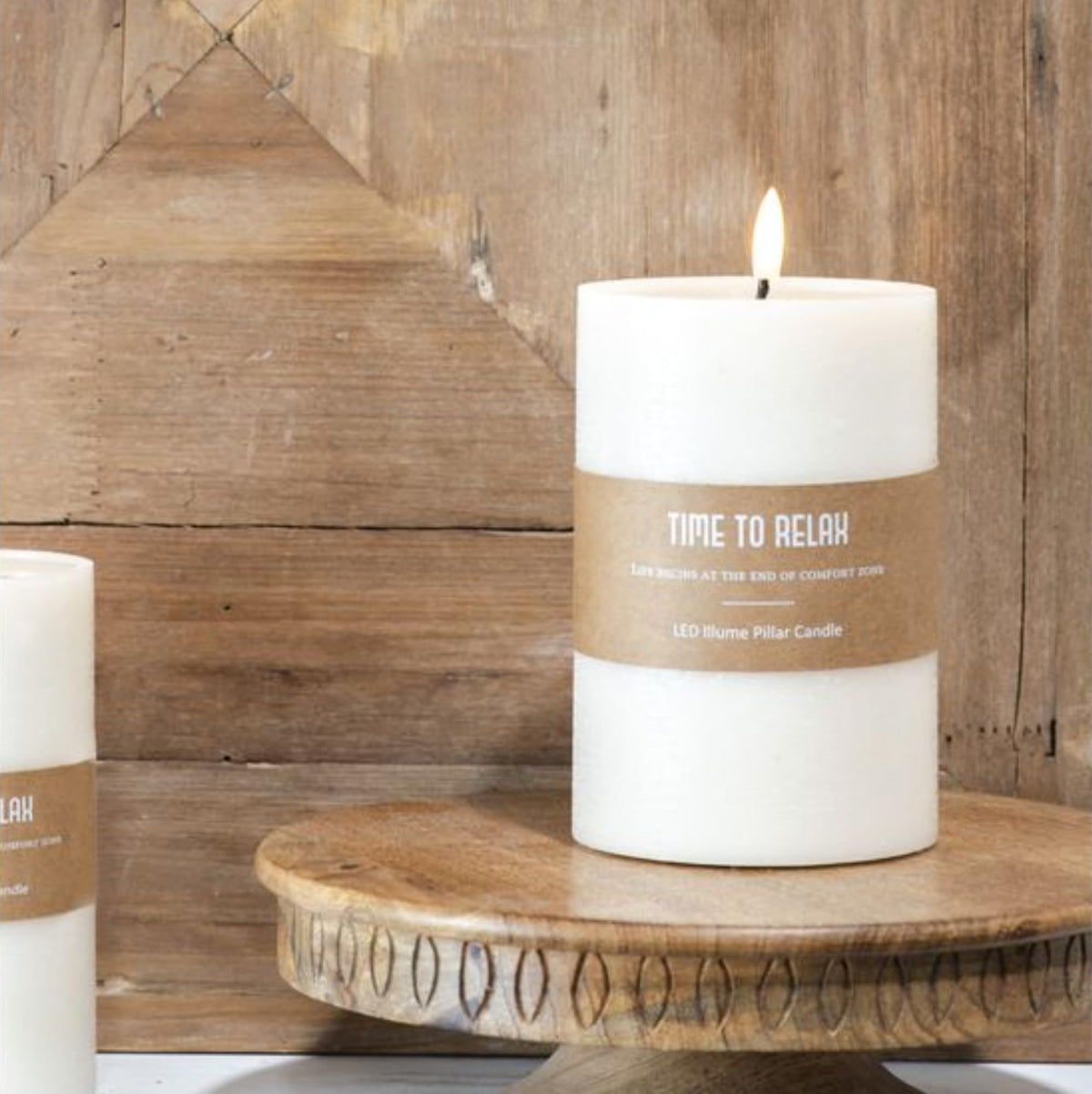 100 North PD Home & Garden LED Decorative for Home Spa Ambient Décor 6 Inch Realistic Wax Wide Flameless Pillar Candle White Time to Relax