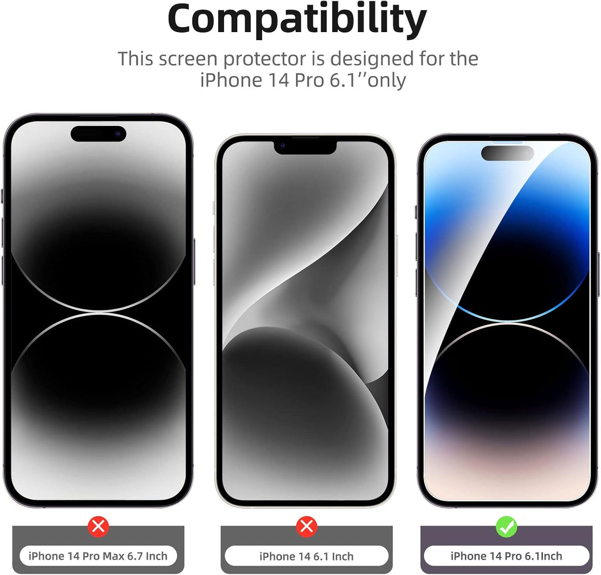 NEW'C 4 Pack Screen Protector for iPhone 14 Pro [6.1 inch] + 2 Pack Camera Lens Protector, Case Friendly