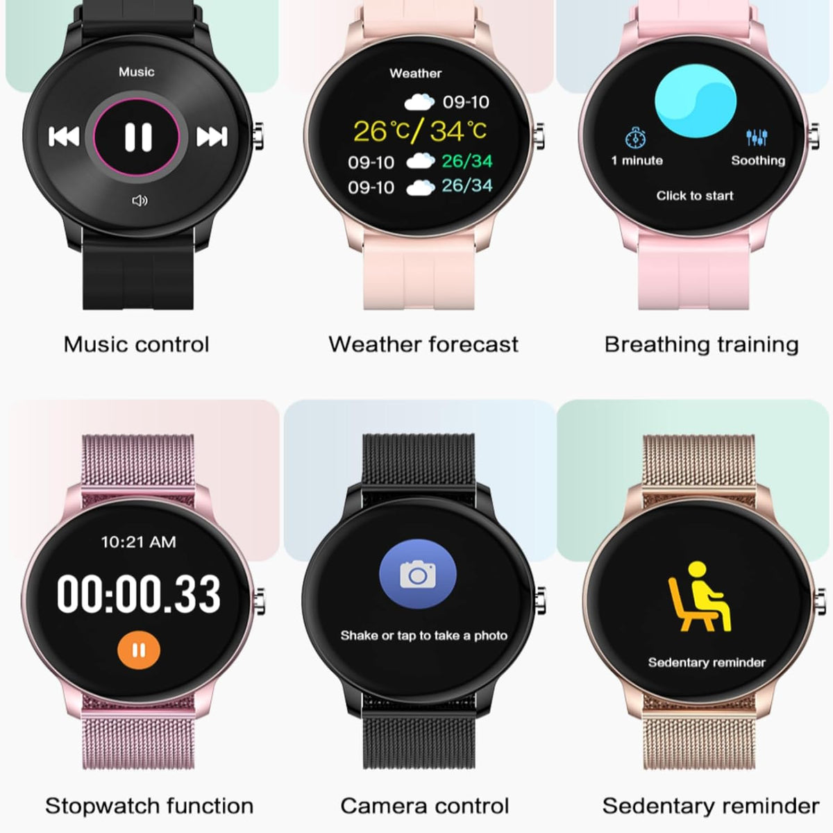 Smartwatch for Women, 1.3” Fitness Tracker with 100+ Sport Modes, IP67 Waterproof, Heart Rate & Sleep Monitor (Pink,