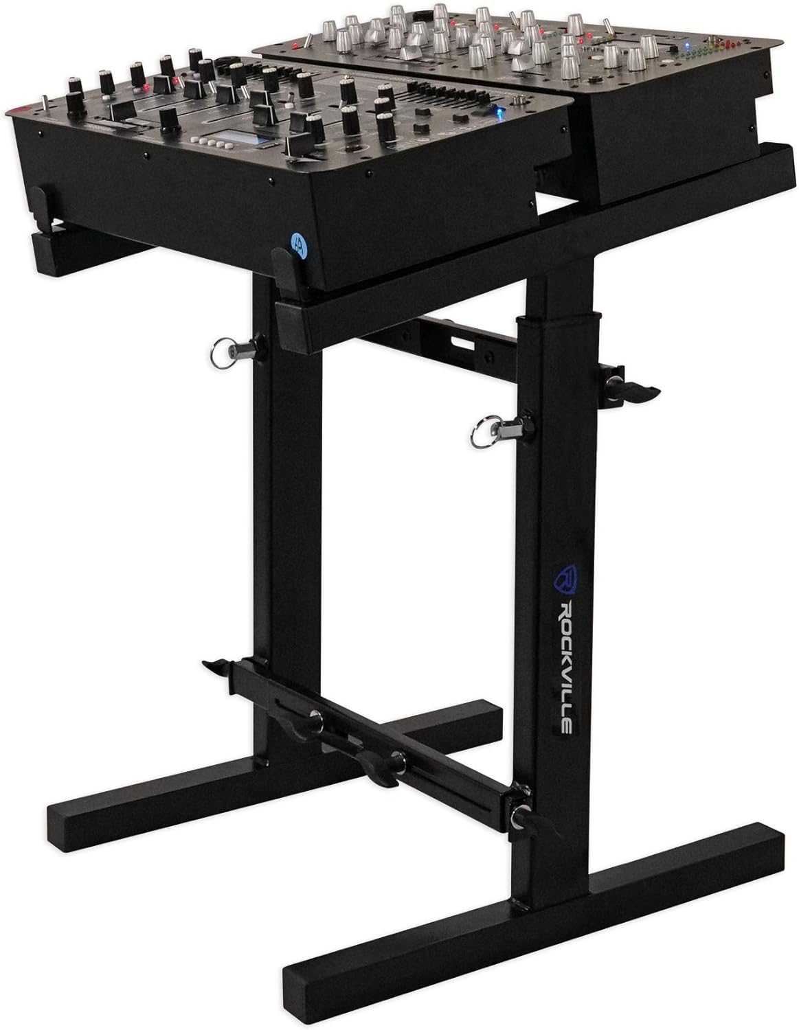 Rockville RXS20 Portable Mixer Stand 300 lbs Capacity, Adjustable Height 24-36in, Adjustable Width 13.8-23.6in, Collapsible, Padded Platform, Perfect for DJs and Musicians