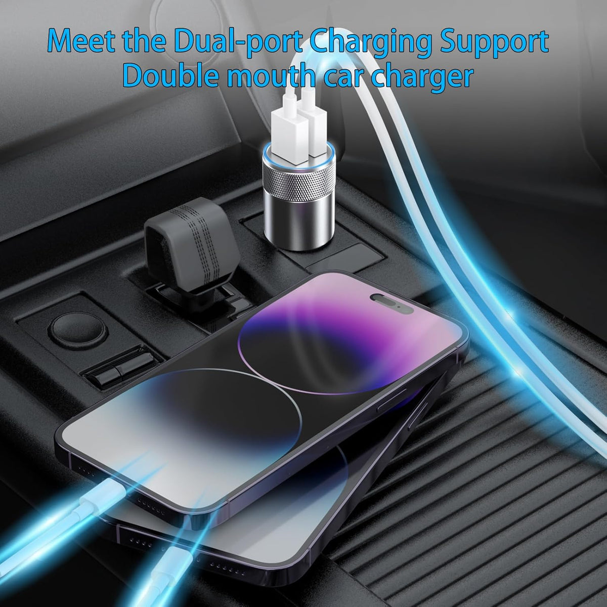 [Apple MFi Certified] iPhone Fast Car Charger, Dual USB A Rapid Car Charger with 2x3Ft Lightning Cable for iPhone