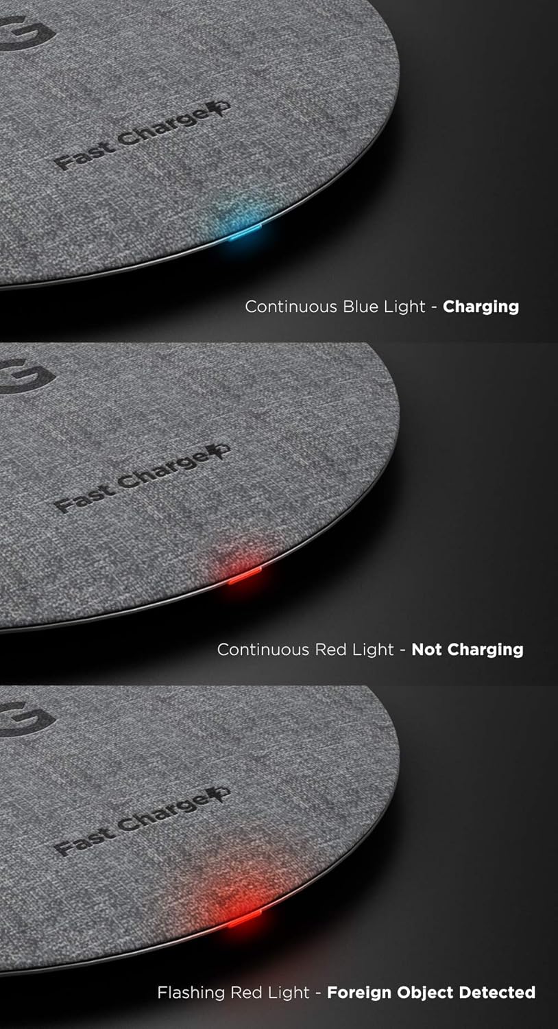 Encased Wireless Charger Pad for Samsung Models, Quick Charge 3.0, Fast Charging Qi Enabled, Non-Slip, Case Compatible
