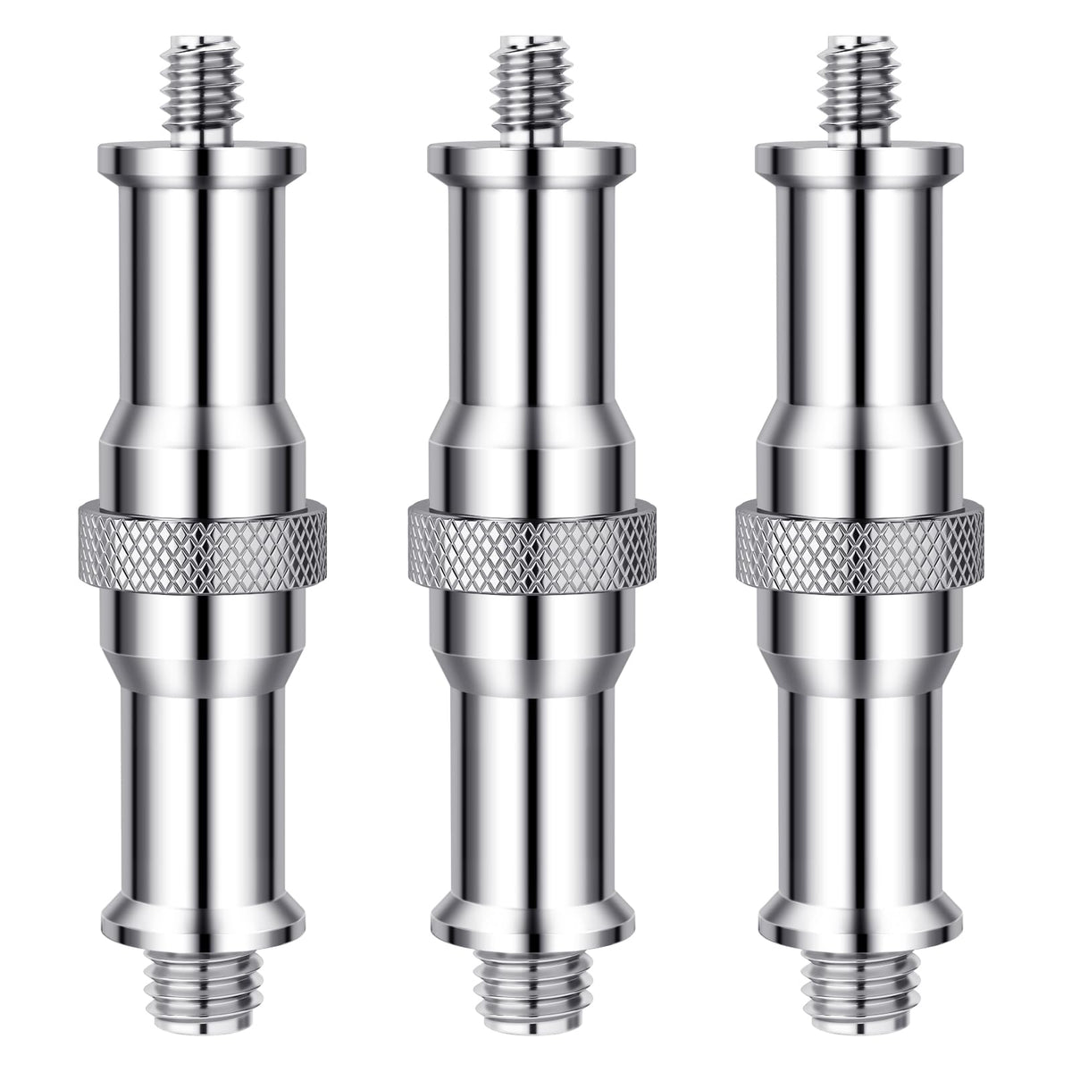 NEEWER Pack of 3 Standard 1/4 to 3/8 Inch Metal Converter Thread Adapter Spigot Stud for Studio Light Stand, Hotshoe/Coldshoe Adapter, Ball Head