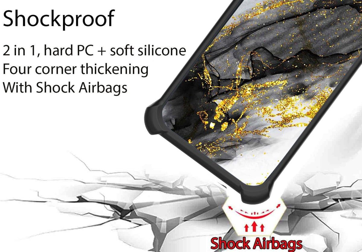 Vortex CG65 Phone Case Cover Compatible with Vortex CG65 [Hard PC + Soft Silicone][Ring Support] [Gold Glitter+Luminous]