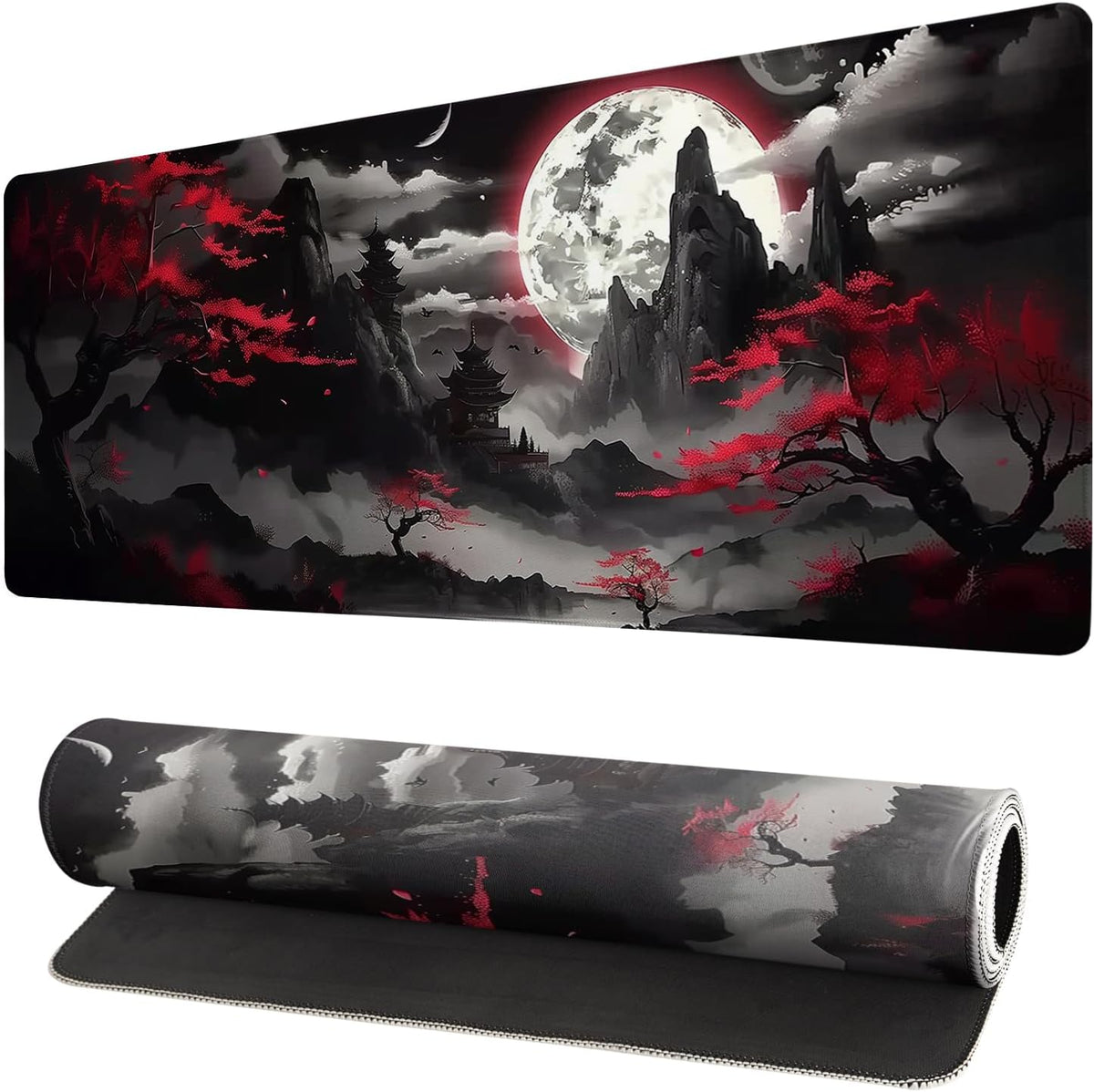 Extended Gaming Mouse Pad, Large Desk Mat XL Anime Mouse Pad Waterproof with Stitched Edges, Non-Slip Desktop Pad for Home and Office, Level Up Your 31.5x11.8 Inch (Night canyon2)
