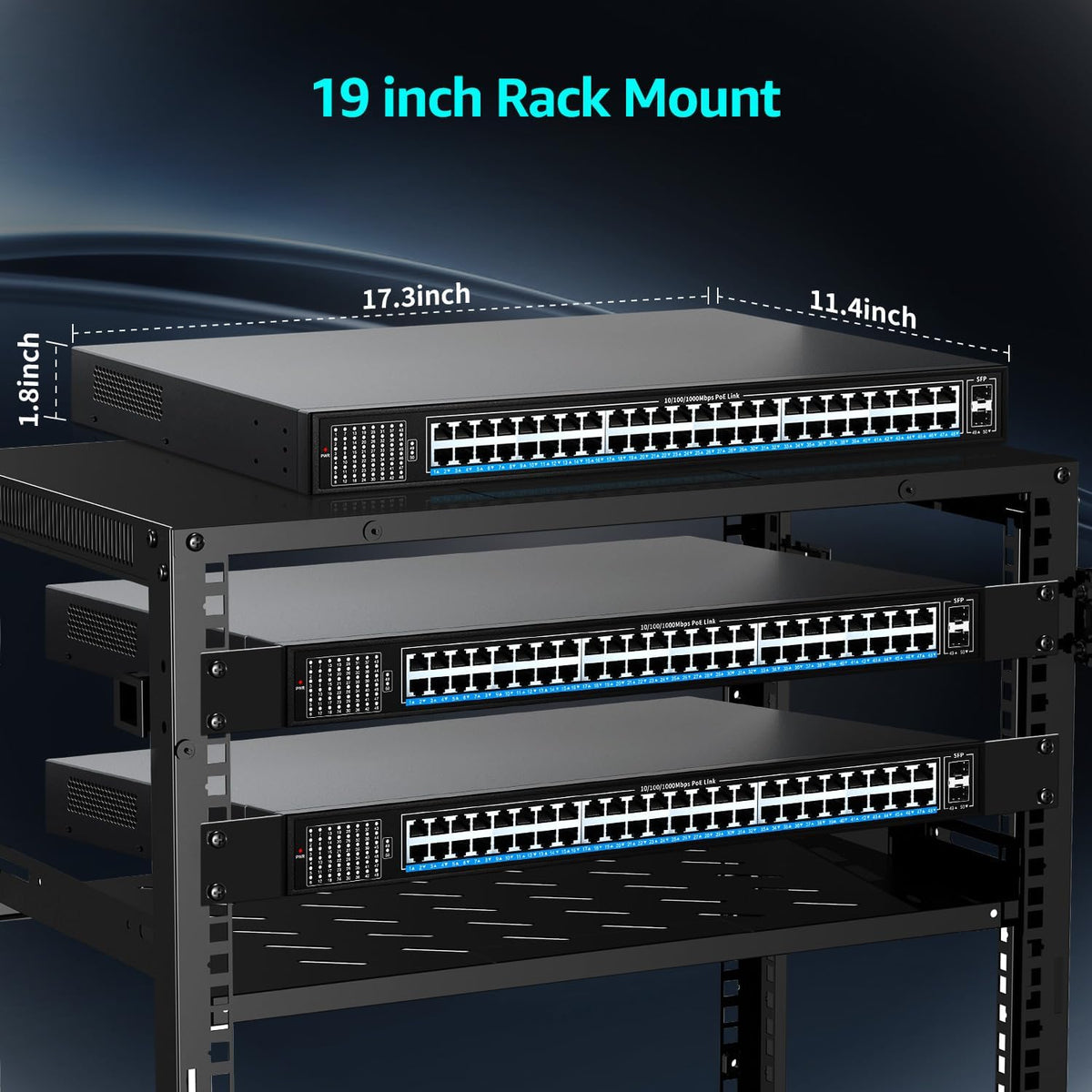 48 Port Gigabit PoE Switch Unmanaged with 48 Port IEEE802.3af/at PoE+@400W, 2 x 1G SFP, NICGIGA 50 Port Network Power Over Ethernet Switch, Desktop/Rackmount