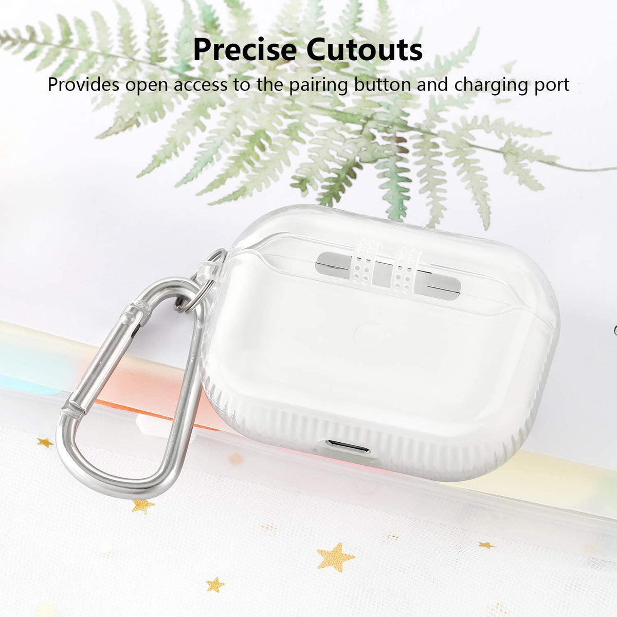 KOREDA Protective Cover for AirPods Pro 2nd Generation/1st Generation, Soft Clear Shockproof and Anti-Fingerprint Case with Keychain for AirPods Pro