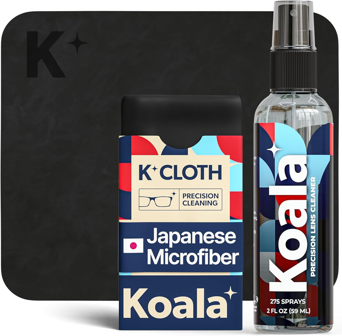Koala Eyeglass Lens Cleaner Spray Kit | (1x) Glasses Cleaner Bottle + (1x) Microfiber Cloth | Alcohol Free Eyeglasses, Screen, and Camera Cleaning Kit | Made in USA (2 Piece Set)