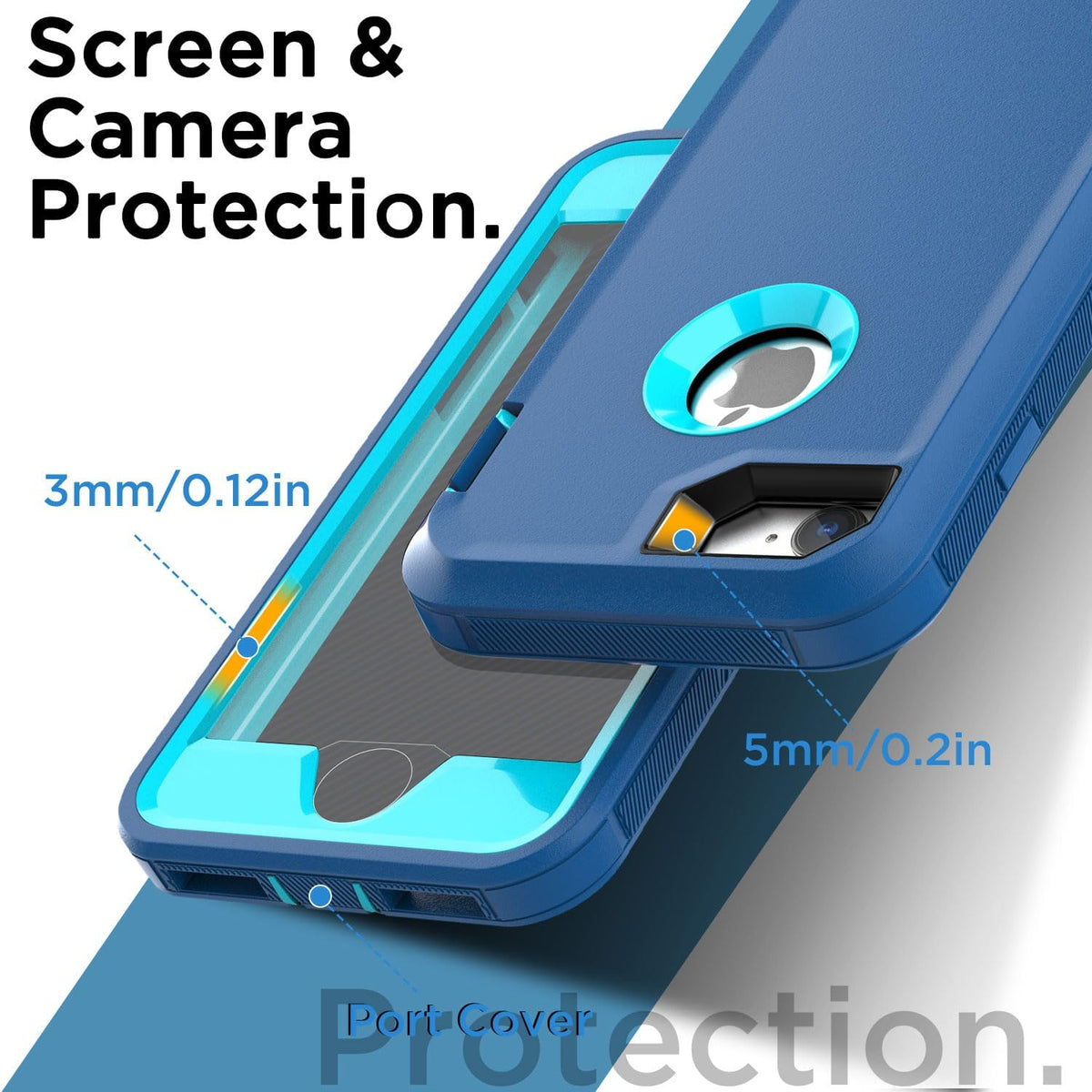 AICase Heavy Duty Rugged Case for iPhone SE 2022/3rd/2020/8/7 with Built-in Screen Protector, Shockproof & Dust Proof.