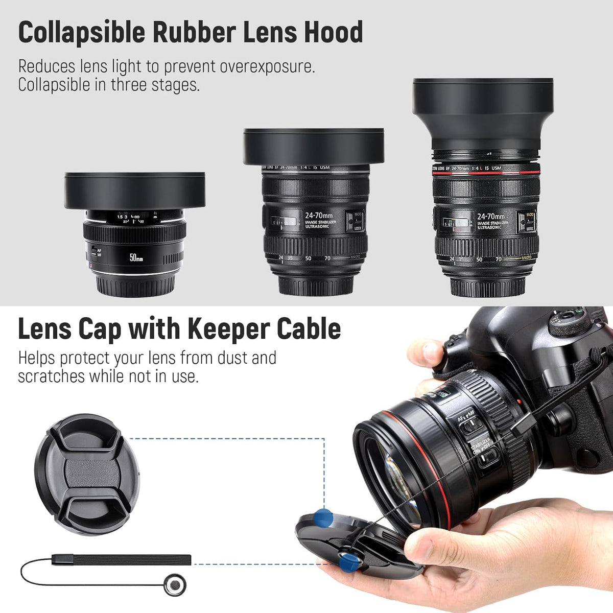 NEEWER 46mm ND Lens Filter Kit: UV, CPL, FLD, ND2, ND4, ND8, Lens Hood, Lens Cap for Canon Nikon Sony
