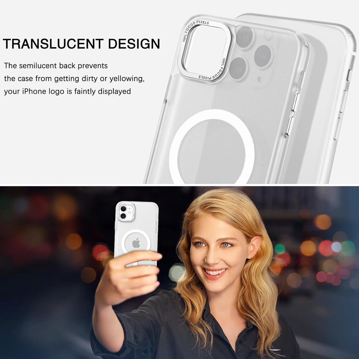 BENTOBEN iPhone 11 Case - Slim, Shockproof, Anti-Fingerprint, Translucent Matte, MagSafe Compatible, 6.1’’ White Cover.