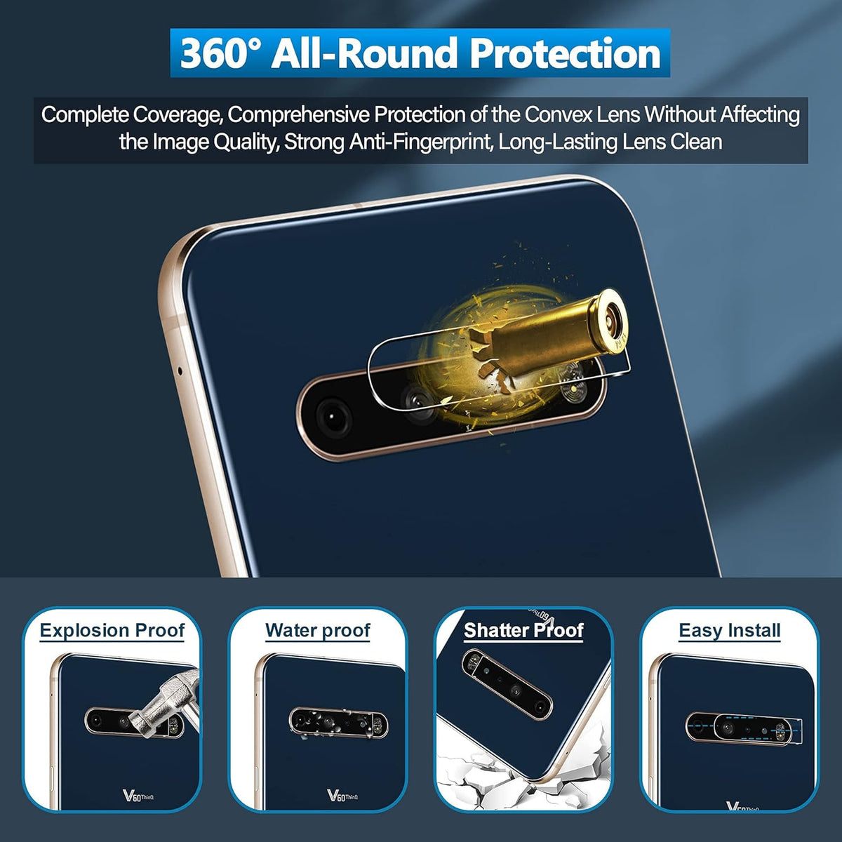 [2+2 Pack] Tempered Glass Screen Protector for LG V60 ThinQ, Anti-fingerprint and Shatter Proof, Not for Dual Screen