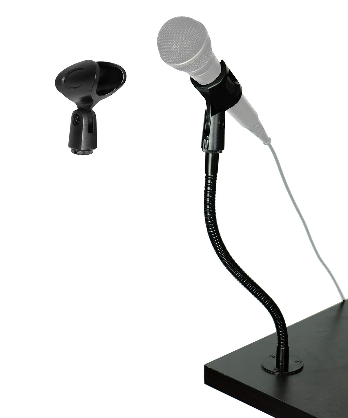 SpinTech Desk Mounted Adjustable Gooseneck for Microphone Mount that Screws in to Tables Podiums (13)
