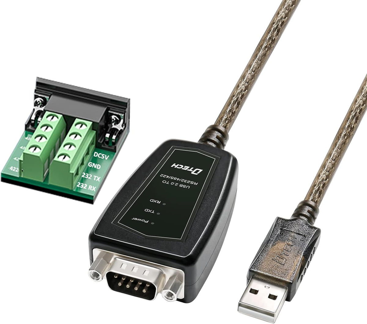 DTECH RS422 RS485 R232 (3 1 5V 11 10 8 7 (1.5ft) USB to Serial Adapter to USB Cable in Interface) Supports DC