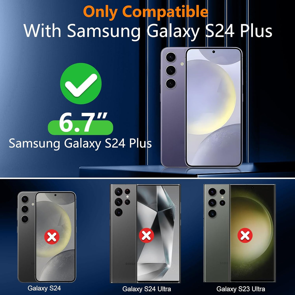 Samsung Galaxy S24 Plus Case by SPIDERCASE, Heavy Duty Shockproof, 10 FT Military Grade Drop Protection, Black.
