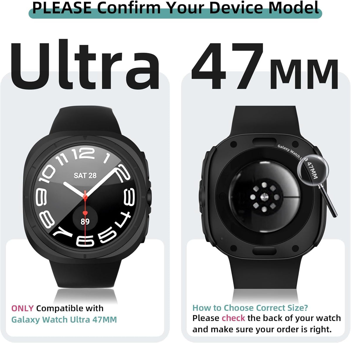 Galaxy Watch Ultra 47mm LTE Adapter, 22mm Stainless Steel Connector Kit for Replacement Strap Hardware Lugs