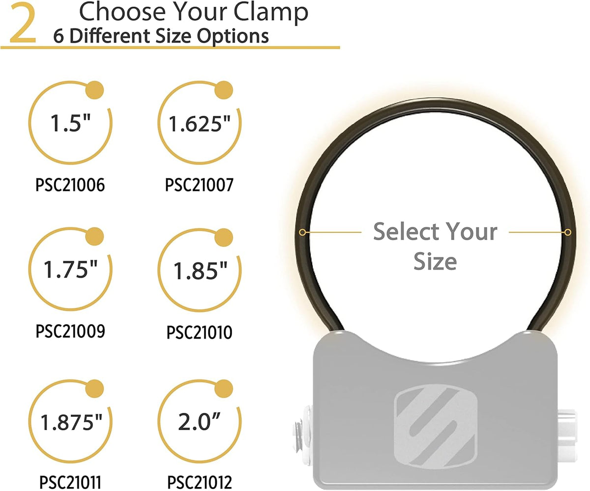 SCOSCHE PSC21006 BaseClamp 1.5” Tube Clamp for ATV's, UTV's, and Side x Sides