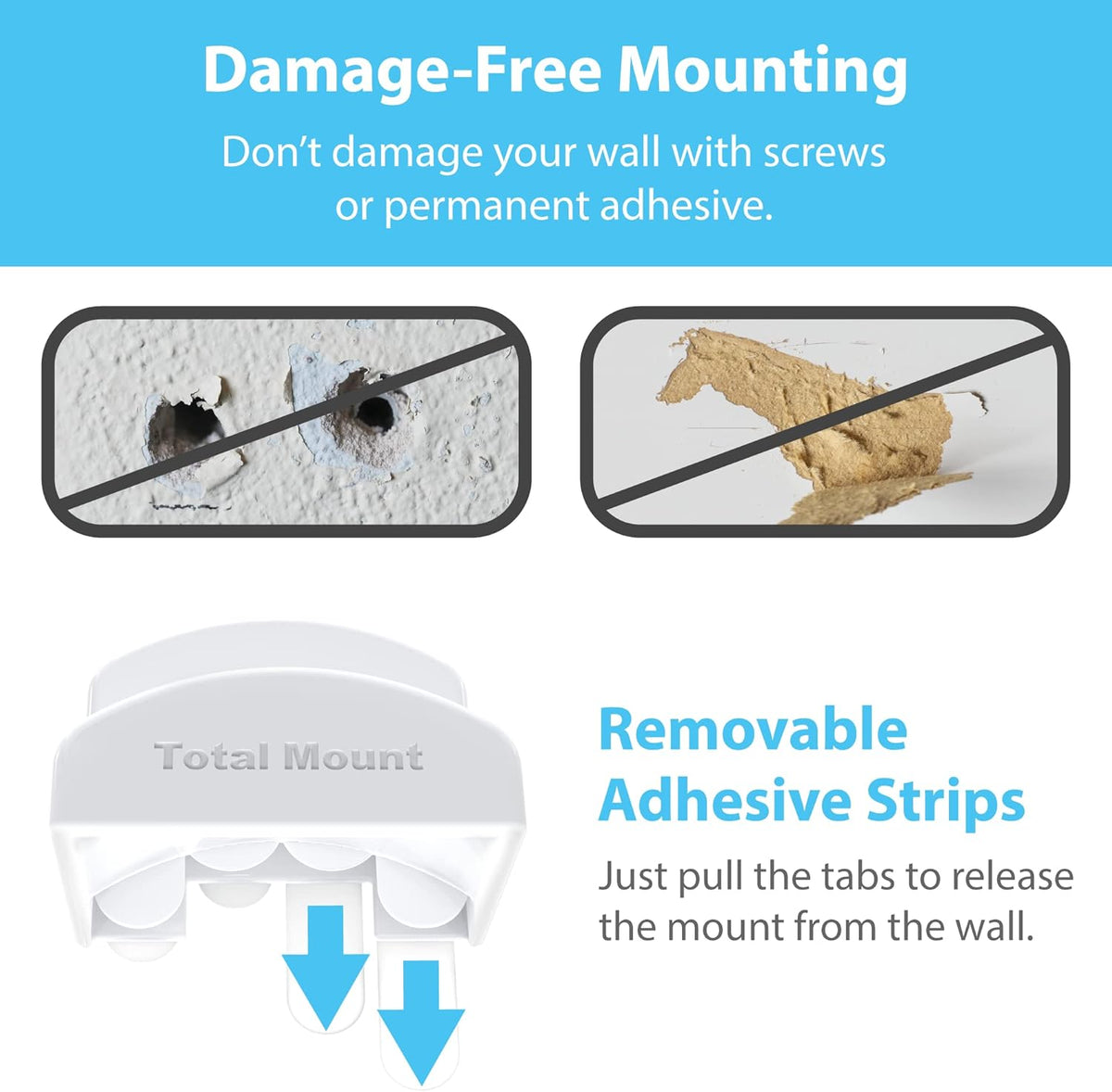 TotalMount Headphone Hanger – Premium White Headphone Hook, One Pack, Includes Removable Adhesive Strips for Easy