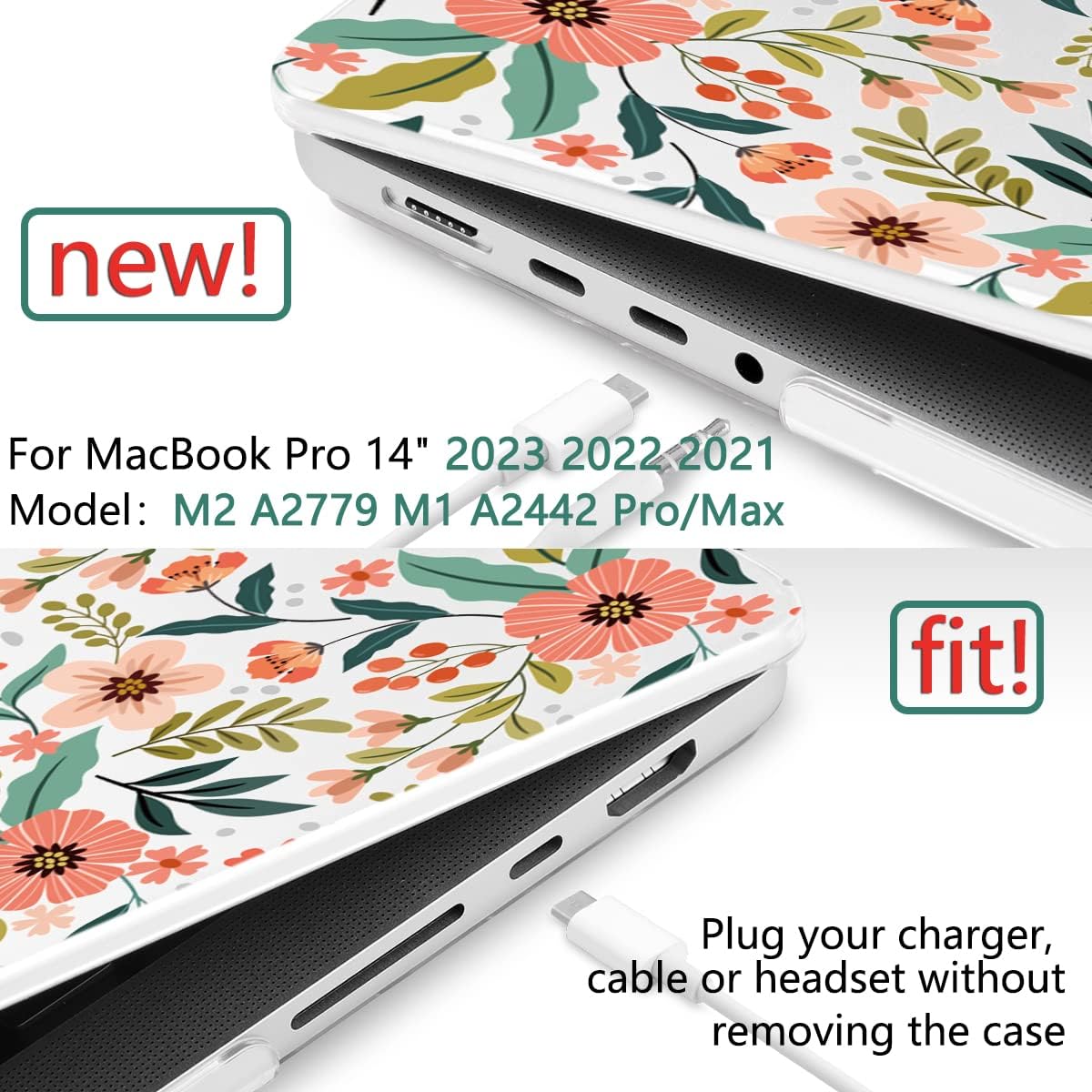 TWOLSKOO Compatible with MacBook Pro 14 inch Case 2023 2022 2021 Release M2 A2779 M1 A2442 with Touch ID, Hard Shell