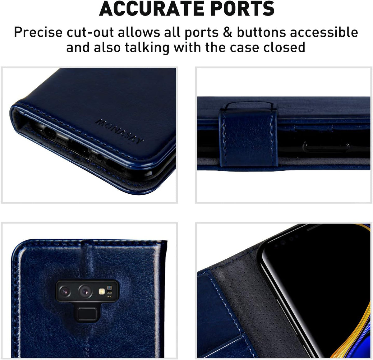 MONASAY Galaxy Note 9 Wallet Case, 6.4 inch, [Screen Protector Included][RFID Blocking] Flip Folio Leather Cover with