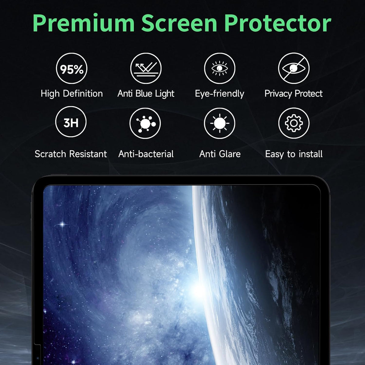 Nano Privacy Screen Protector Compatible with iPad Air 13 In ,Removable iPad Air 13 Inch M2 / M3 (6/7th Gen ,2024/2025) Screen Protector, Anti-Glare Blue Light Film, Bubble Free Anti-Scratch Privacy Filter