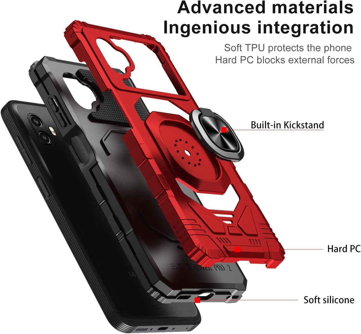 for Samsung Galaxy Xcover 6 Pro Phone Case with Tempered Glass Screen Protector, Military Grade Heavy Duty Shockproof