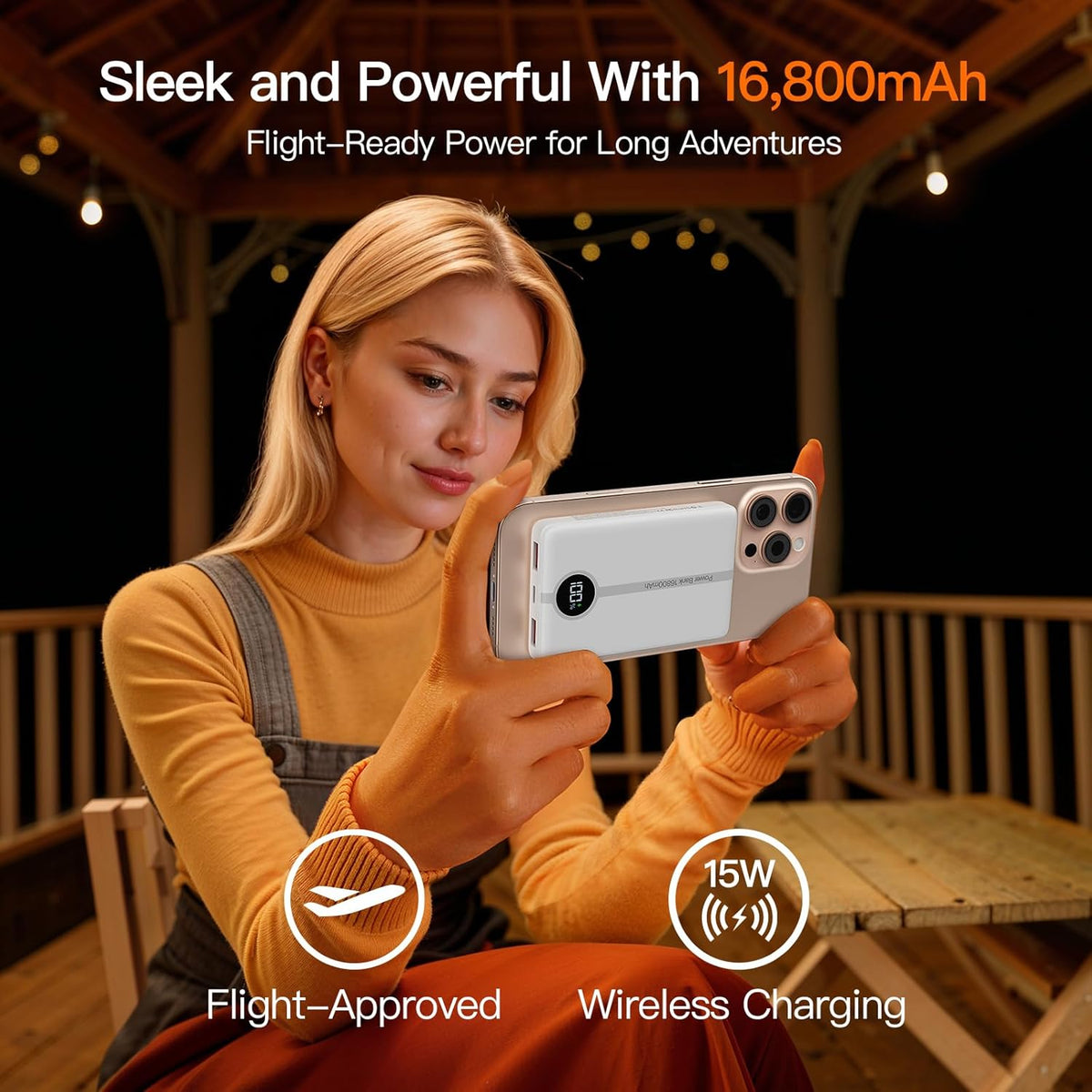 Magnetic Portable Charger, 16800mAh Wireless Power Bank, with 20W USB-C Fast Charging and LED Digital Display Magnetic Battery Pack, Compatible with iPhone 16/15/14/13/12 Full Series (2025)