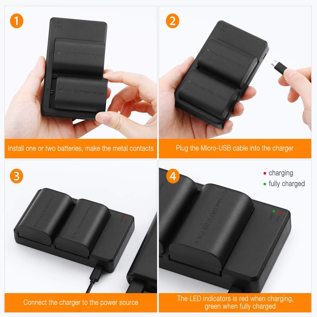 LP-E6 LP E6N Replacement Camera Batteries with Rapid Dual Charger Set for Canon 5D Mark II, III, IV, 6D, 7D