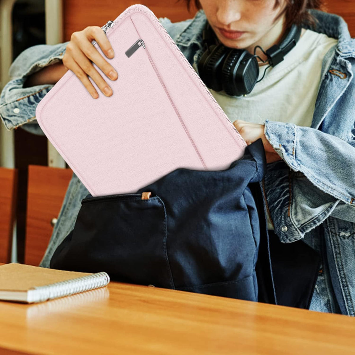 Laptop Sleeve, 15.6 inch Laptop Case, Durable Computer Carrying Bag Protective Case Briefcase Handbag with Front Pocket, Slim Laptop Case Cover for 15.6 Inch HP, Dell, Lenovo, Asus, Notebook, Pink