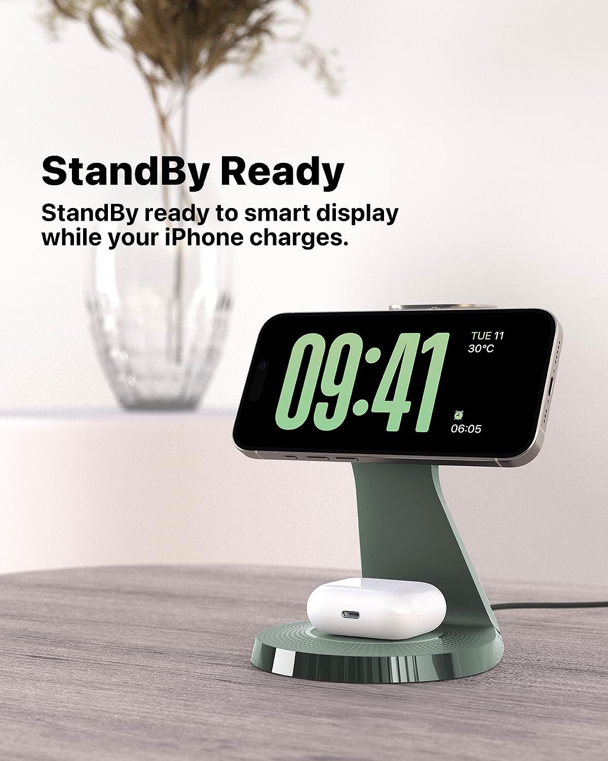 3 in 1 Charging Station for Apple Devices, Mag-Safe Charger Stand Fast Charging, Wireless Charger for iPhone 16/15/14/13/12 Series, & AirPods, & iWatch (USB-C Charger Included)
