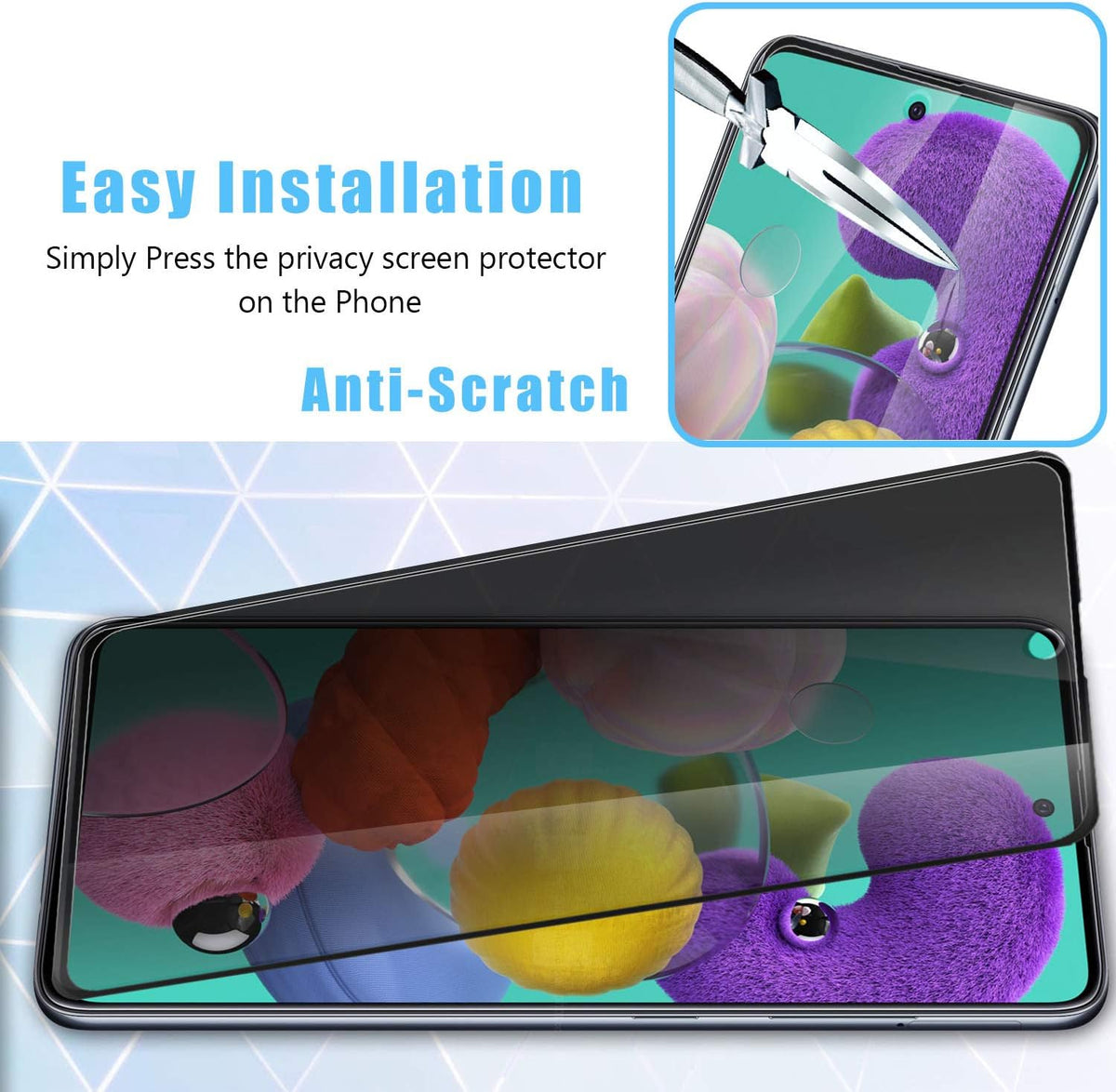 Anbzsign [2 Pack] Camera Lens Protector and Privacy Screen Protector for Samsung Galaxy A51 / Galaxy A51 5G