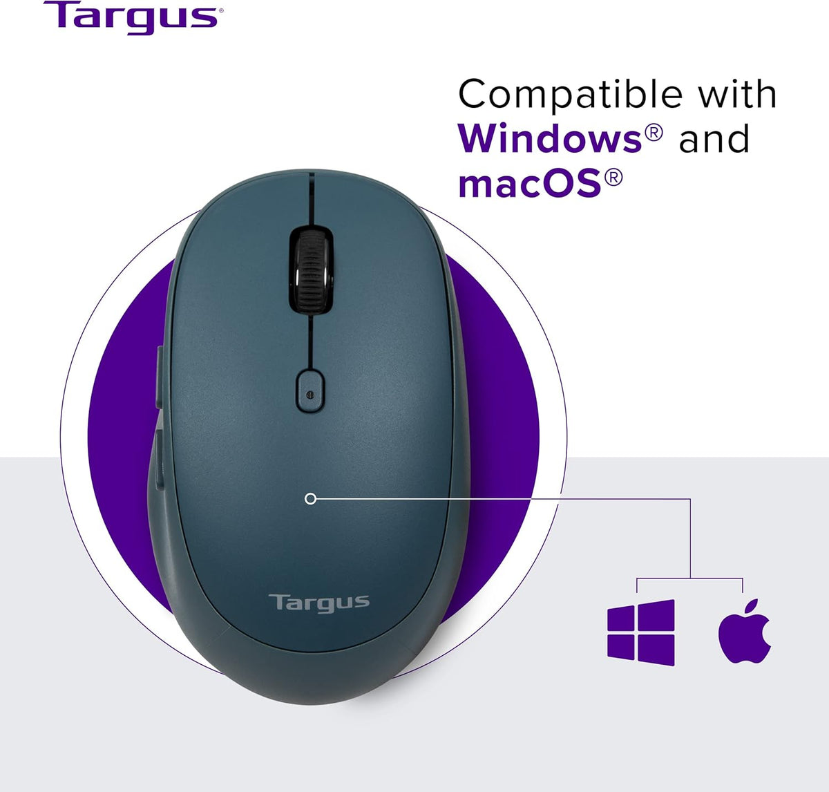 Targus Wireless Bluetooth Mouse for PC/Mac, Multi-Device Connectivity, Blue (PMB58202GL)