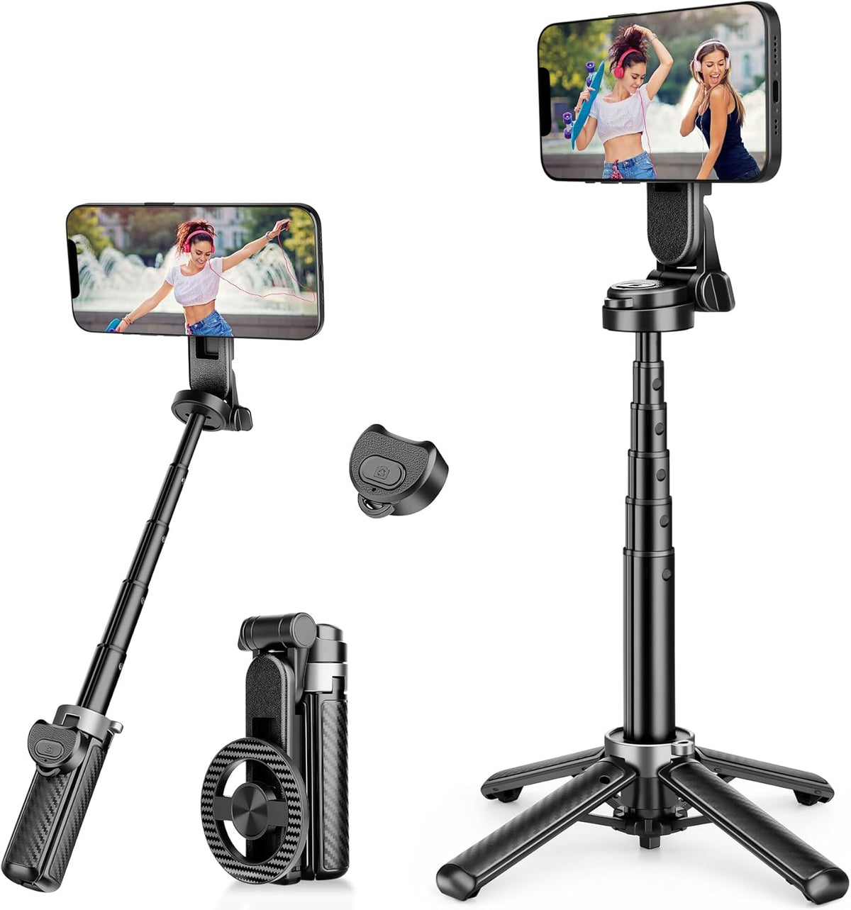Selfie Stick for iPhone, Magnetic Tripod with Detachable Wireless Remote & Portable Tripods for iPhone - 3 in 1 Tripod for Video Recording, Live Streaming, Desktop Mobile Phone Stand
