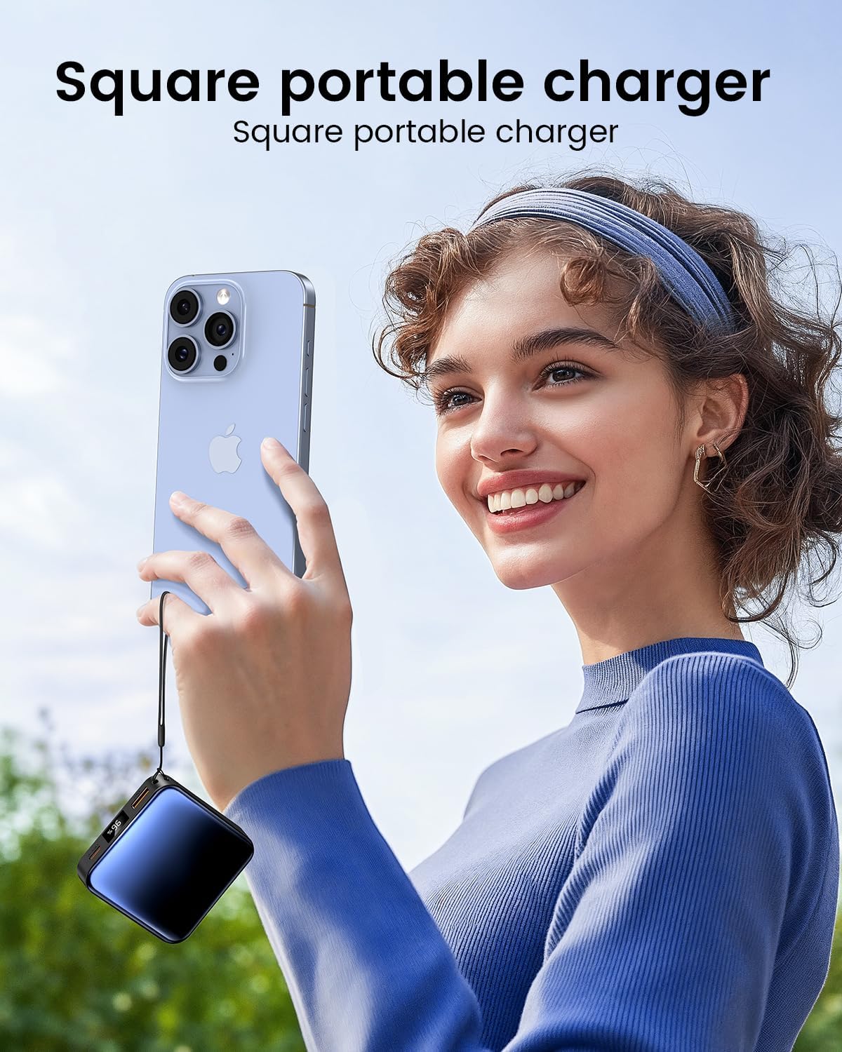 10000mAh Small Power Bank, Mini Portable Charger, USB C Input/Output with Smart LED Display, 30W Fast Charging for