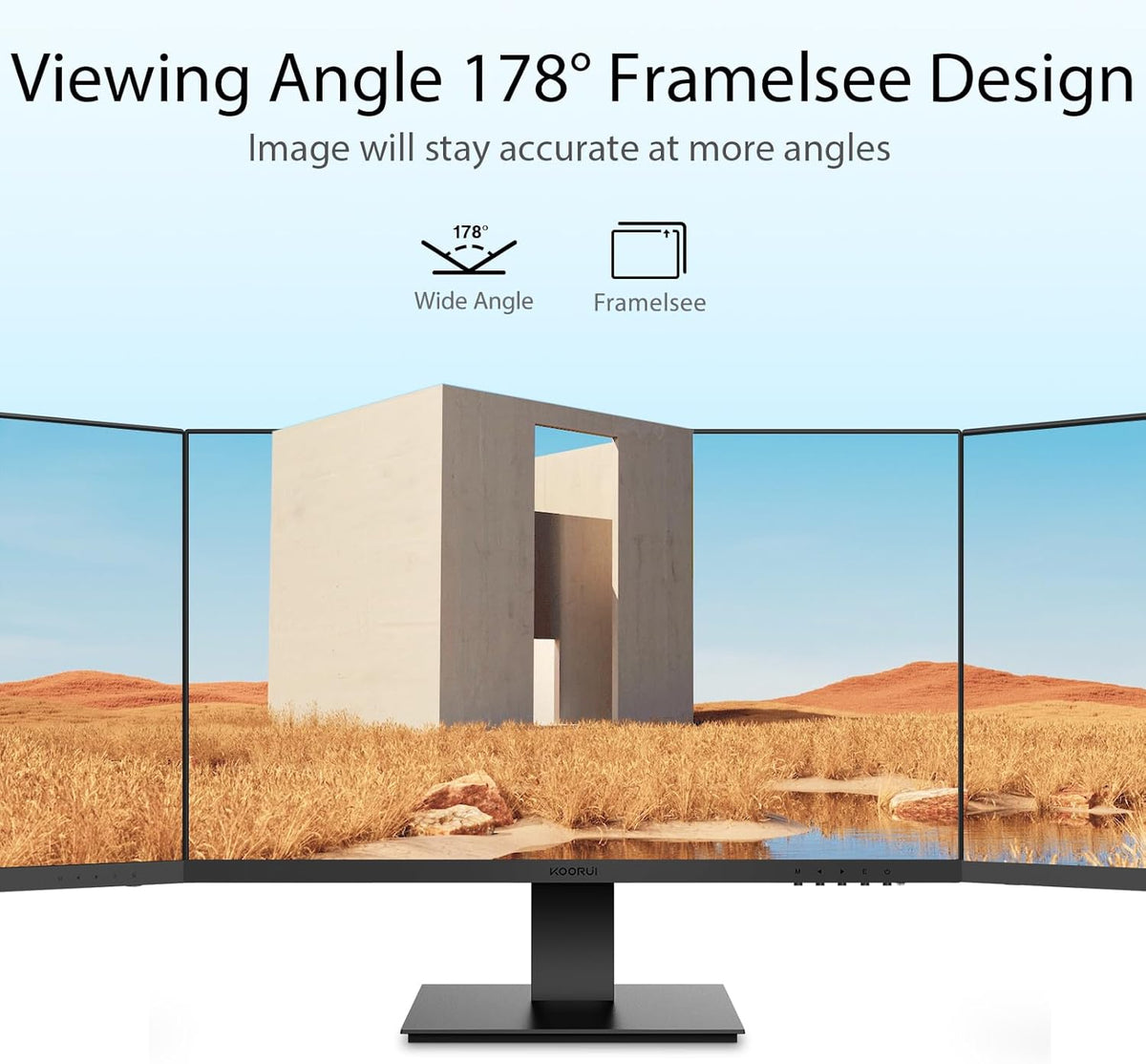 KOORUI Monitor 27 Inch 1080p PC Monitor 3000:1 Contrast Ratio with HDMI VGA for Office and Home, 99% SRGB, Frameless, Eye Care, Tilt Adjustment, VESA Mountable, Black