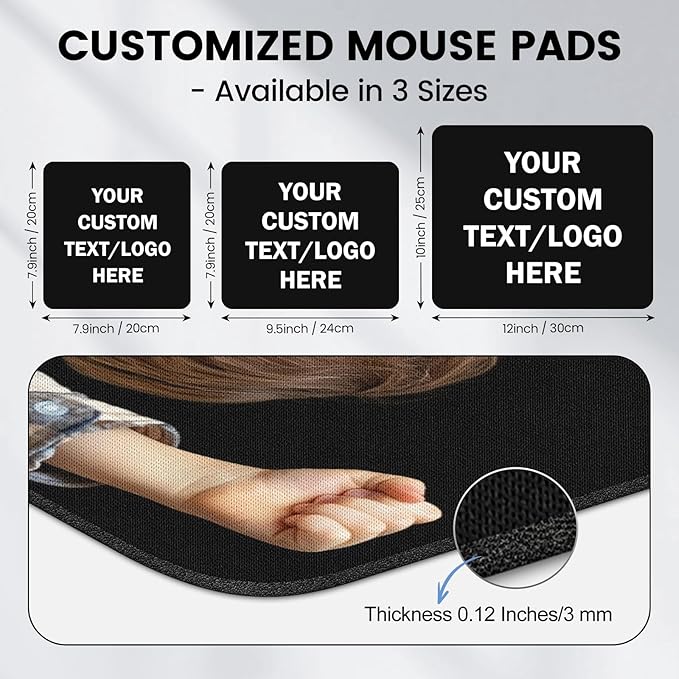 100 Packs Custom Mouse Pad Bulk with Photo Logo Personalized Image Text Laptop Desk Mat Sublimation Customized Non-Slip Desk Writing Pad for Office Work &amp Gaming7.9x9.5 in