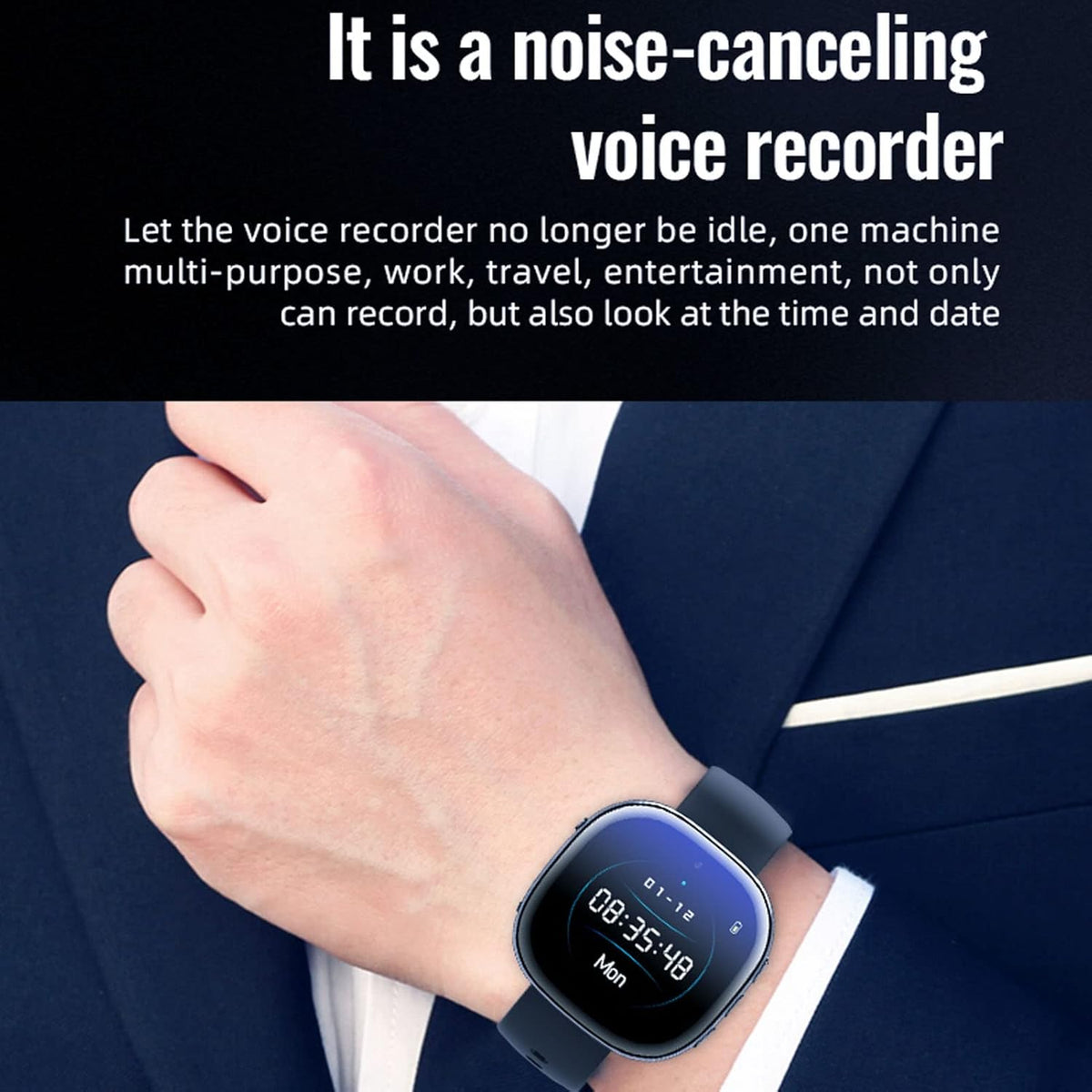 flexman Smart Watch with Digital HD 1080P Video Recorder, Noise Reduction AI Voice Activated Recorder, Built-in 300mAh