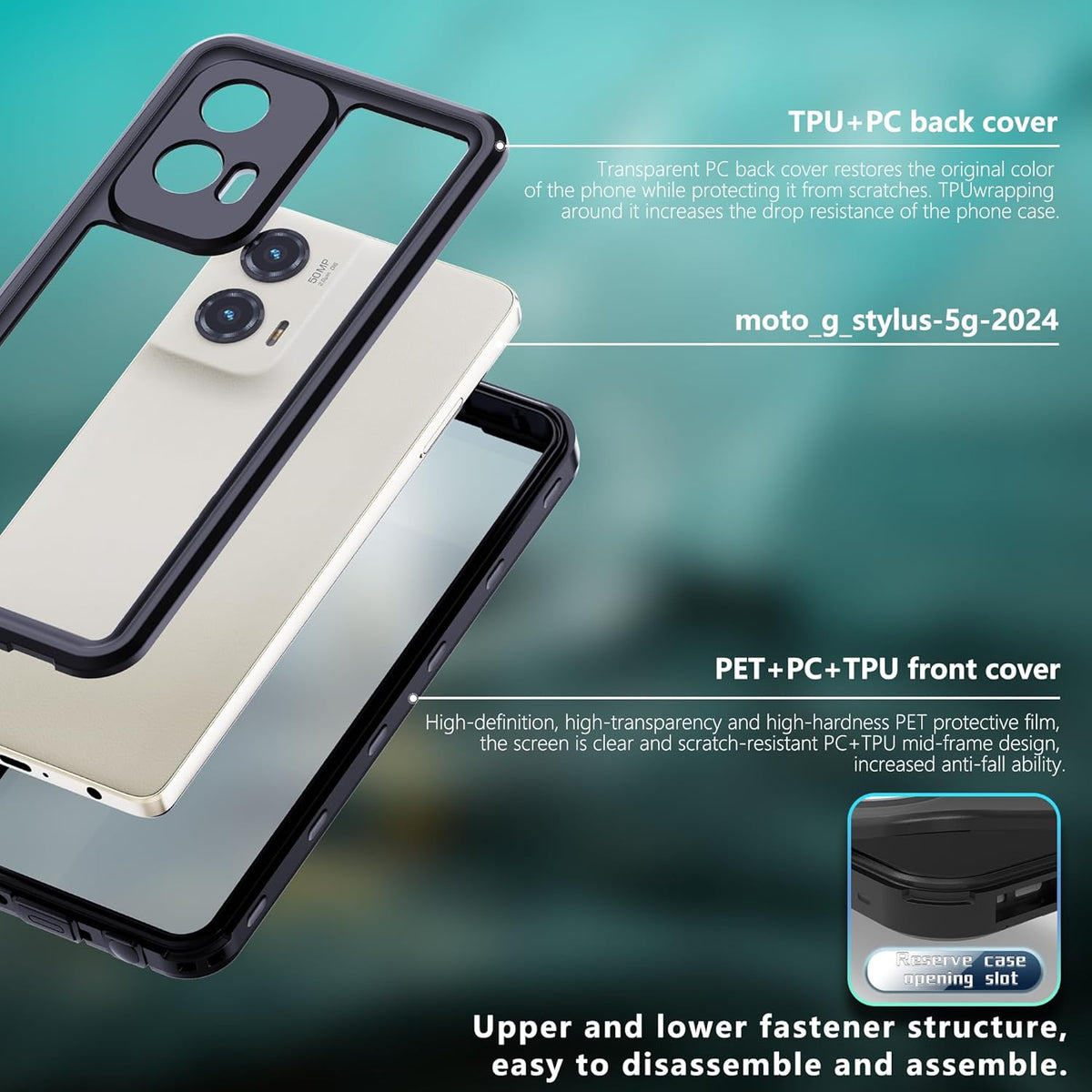 Waterproof Case for Moto G Stylus 5G 2024, IP68 Certified Shockproof Dustproof Snowproof Full Body Rugged Case (Black)