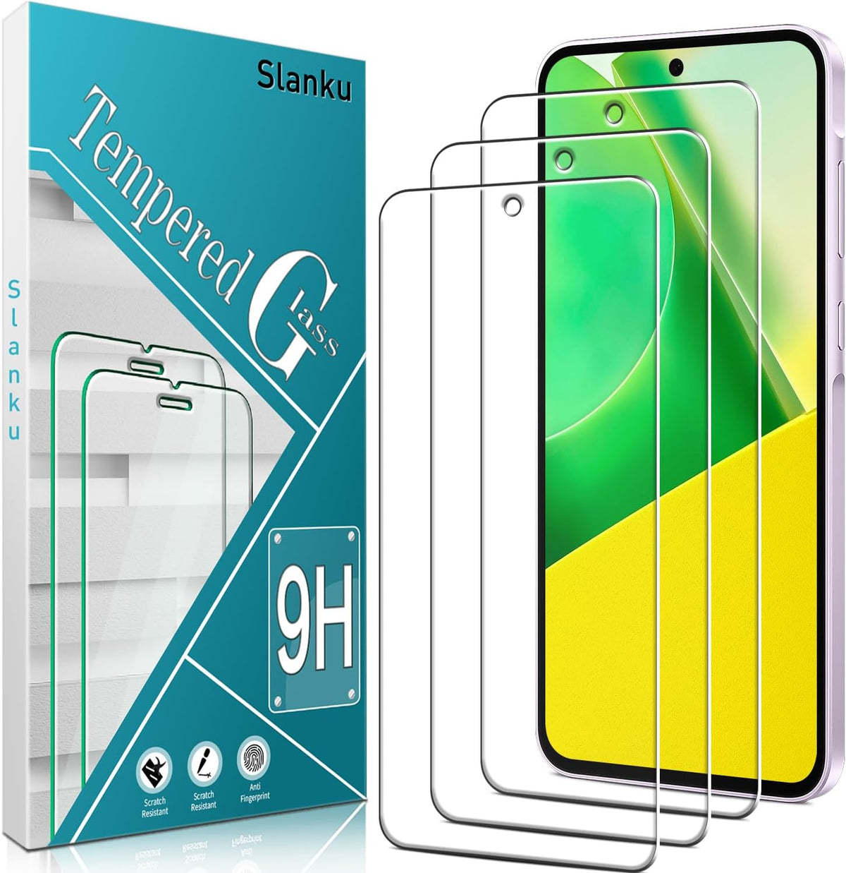 Slanku [3 Pack] Tempered Glass Screen Protector for Samsung Galaxy A35 5G, Anti-Scratch, Bubbles Free, Easy to Install