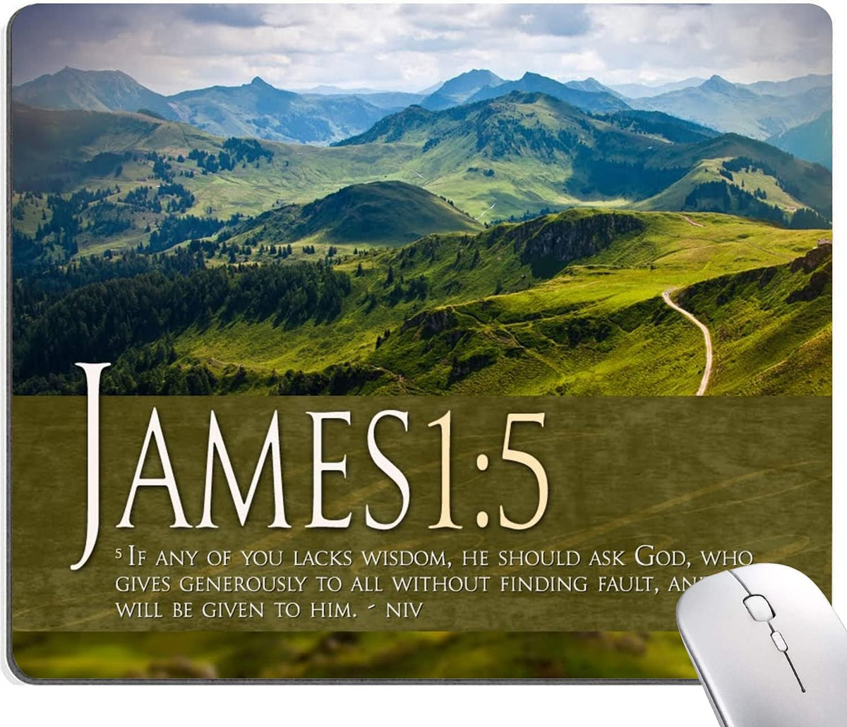 Mouse Pad, Mountains Mouse Pad Custom Design, Square Waterproof Mouse Pad Non-Slip Rubber Base MousePads for Office Laptop, 9.5"x7.9"x0.12" Inch（Bible Verse）