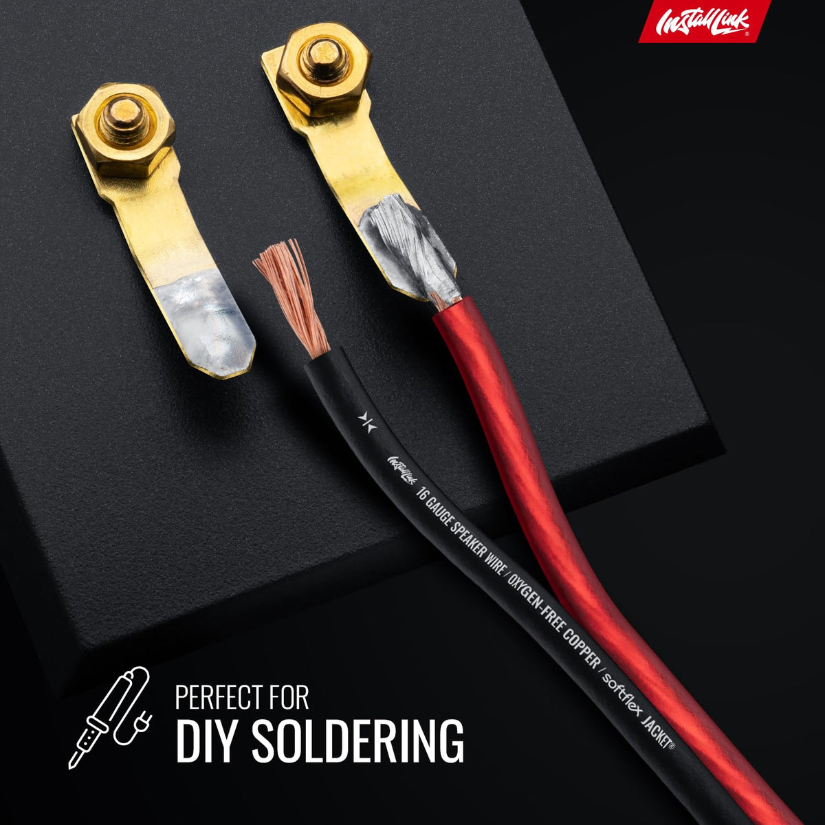 16 Gauge Pure Copper Speaker Wire (OFC) by Install Link, 30 Feet for Car or Home Theater