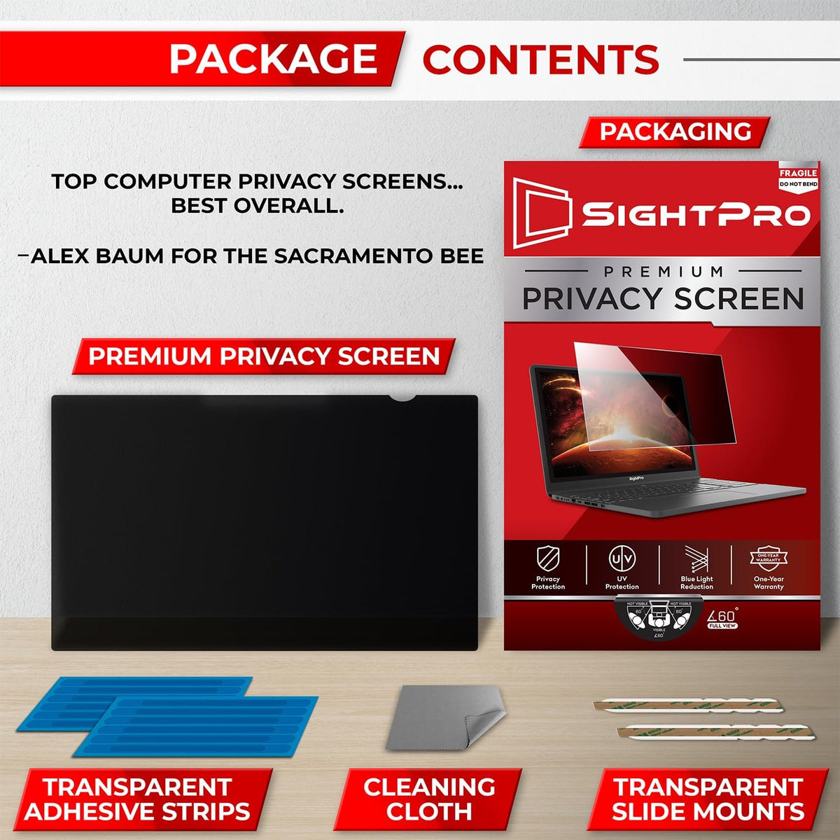 14 Inch 16:9 Laptop Privacy Screen Filter - Privacy Shield and Anti-Glare Protector