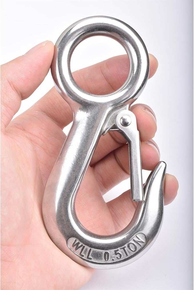 Alele 4Pack 0.5T Crane Scale Grab Hooks, Slip Hooks,Stainless Steel Lifting Hook Rigging Accessory