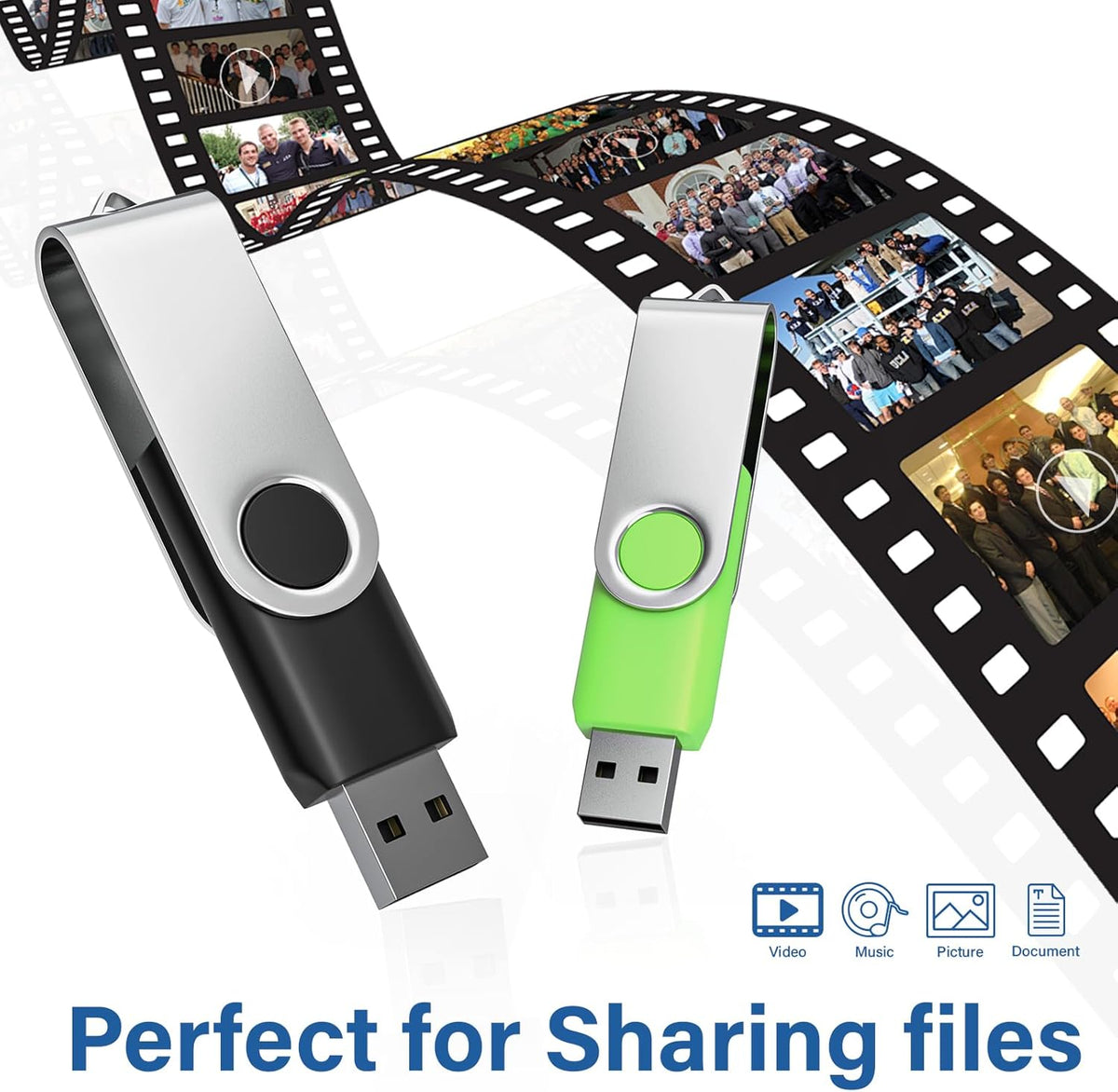 USB Flash Drives 1GB 10 Pack, Wooolken USB 2.0 Thumb Drives with Keychains Memory Stick USB Drive Pendrive for PC Laptop Computer (Black)