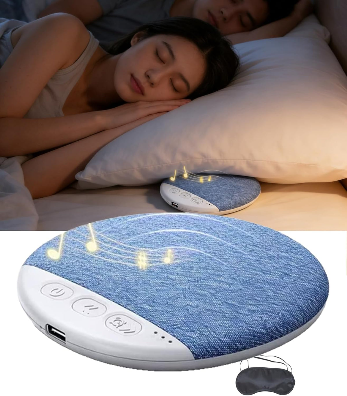hunsee (1pc) Sleep Speaker Under Pillow, Bone Conduction Under Pillow Speaker with Bone-Acoustic Fabric Diffusion