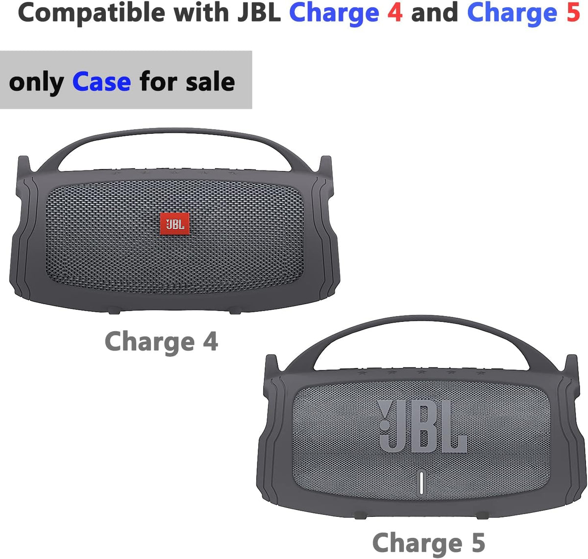Silicone Cover Case Compatible with JBL Charge 4/Charge 5, Soft Skin Sleeve for Bluetooth Speaker Accessories (Gray)