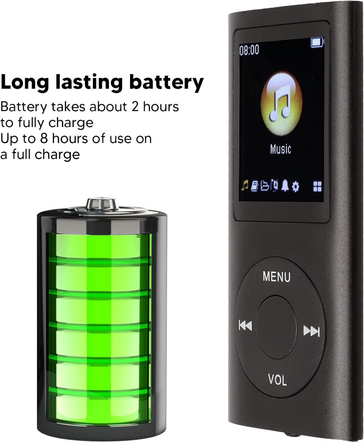 Gugxiom MP3 MP3 MP3 1.8 Inch MP3, 64G Music Player, Player, Portable Players, Slim LCD Screen, with Earphone, Supports
